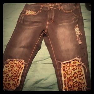 L&B leopard distressed jeans